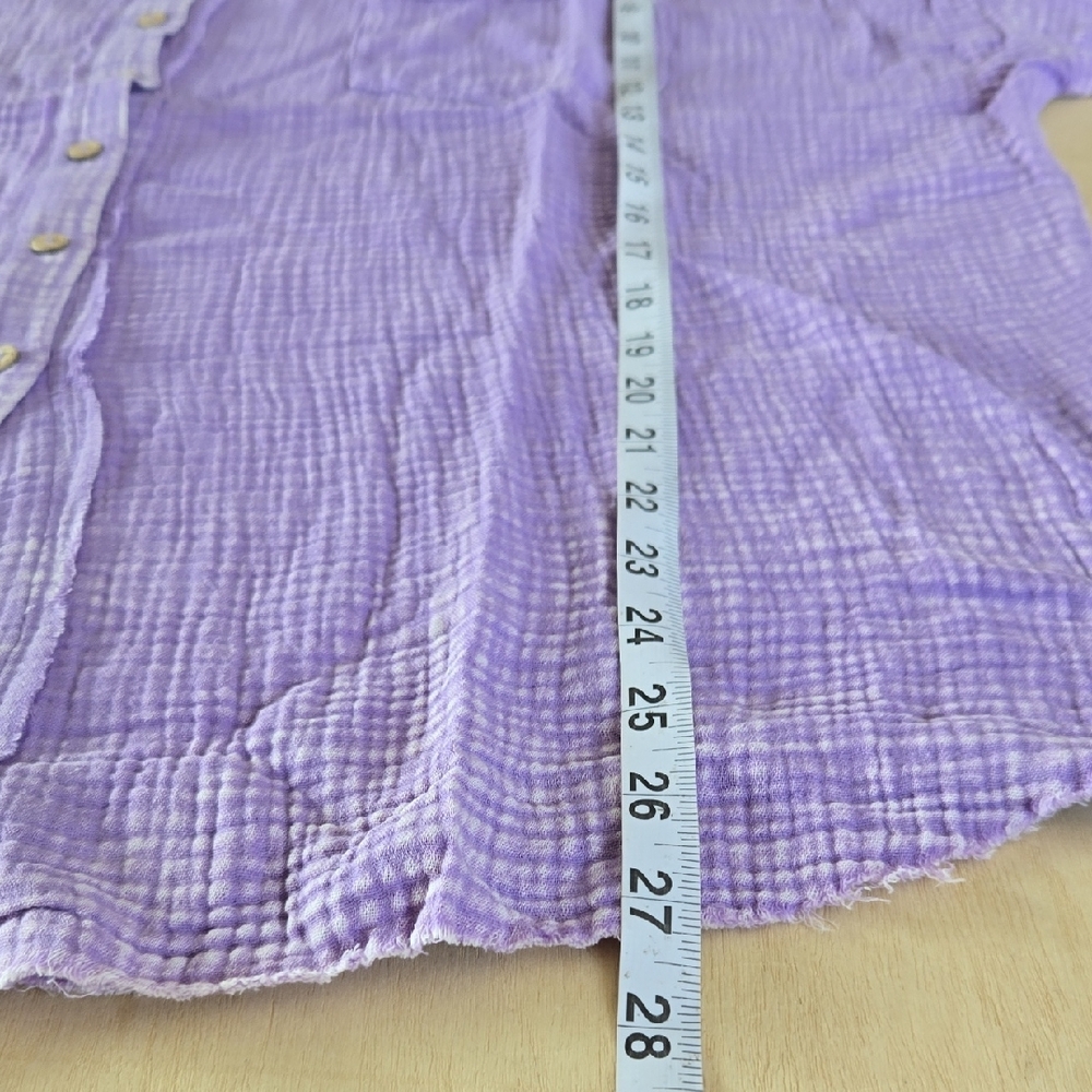 103 NWT Zenana Plus Washed Double Gauze Button Lavender Textured Top 1X 2X 3X - Picture 7 of 10